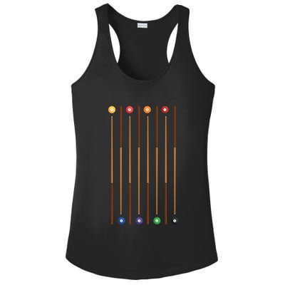 Biliard Cue Stick And 8 Pool Balls Awesome Game Cute Gift Ladies PosiCharge Competitor Racerback Tank