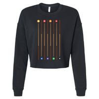 Biliard Cue Stick And 8 Pool Balls Awesome Game Cute Gift Cropped Pullover Crew