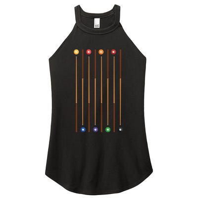 Biliard Cue Stick And 8 Pool Balls Awesome Game Cute Gift Women's Perfect Tri Rocker Tank