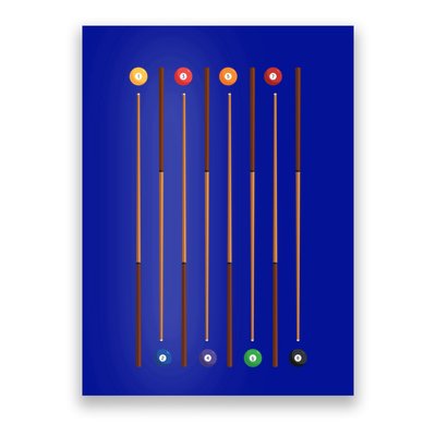 Biliard Cue Stick And 8 Pool Balls Awesome Game Cute Gift Poster