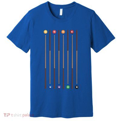 Biliard Cue Stick And 8 Pool Balls Awesome Game Cute Gift Premium T-Shirt