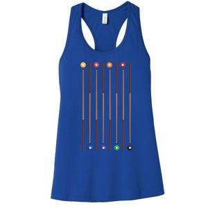 Biliard Cue Stick And 8 Pool Balls Awesome Game Cute Gift Women's Racerback Tank