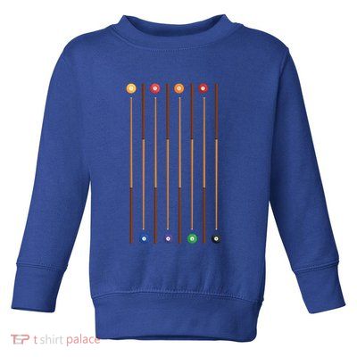 Biliard Cue Stick And 8 Pool Balls Awesome Game Cute Gift Toddler Sweatshirt