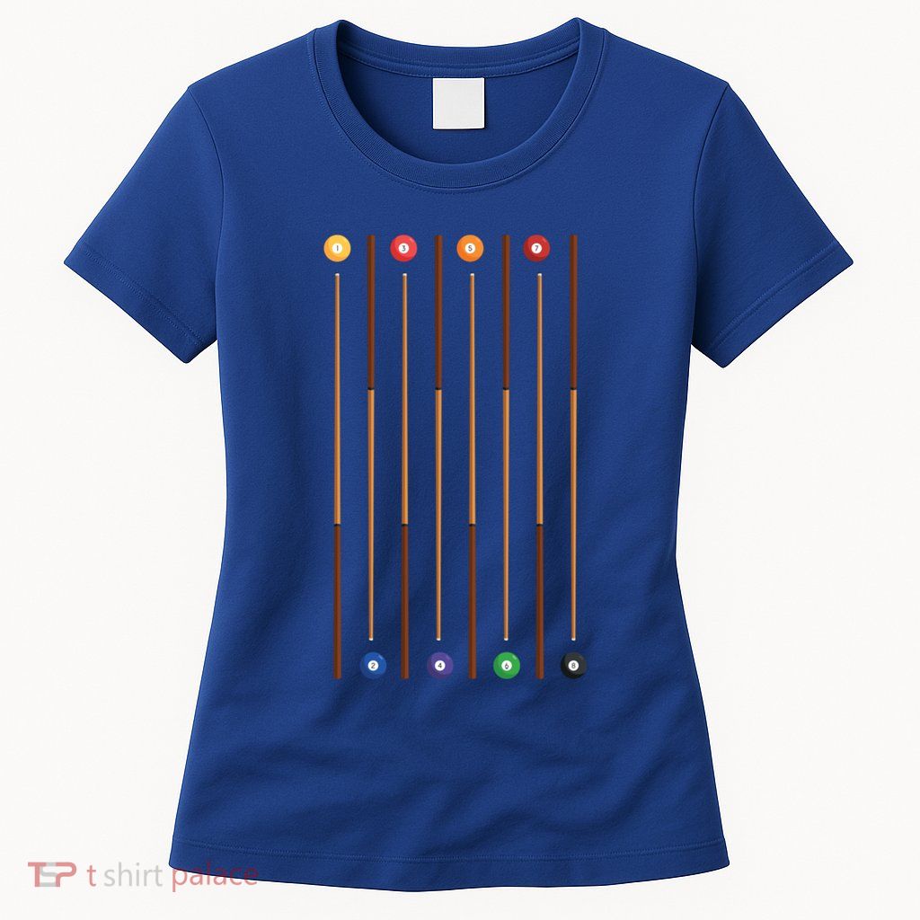 Biliard Cue Stick And 8 Pool Balls Awesome Game Cute Gift Womens T-Shirt