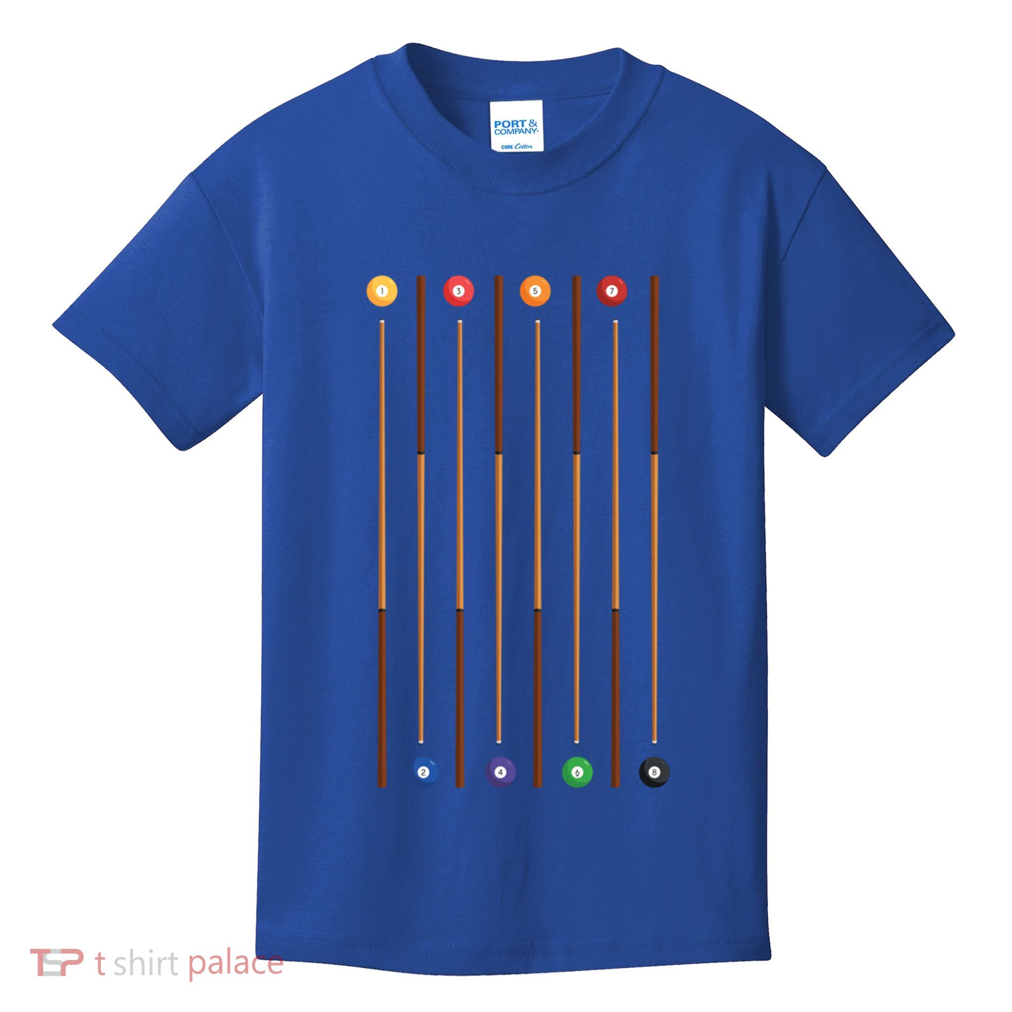 Biliard Cue Stick And 8 Pool Balls Awesome Game Cute Gift Kids T-Shirt