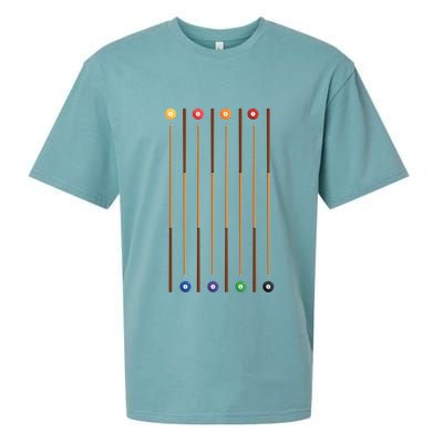 Biliard Cue Stick And 8 Pool Balls Awesome Game Cute Gift Sueded Cloud Jersey T-Shirt