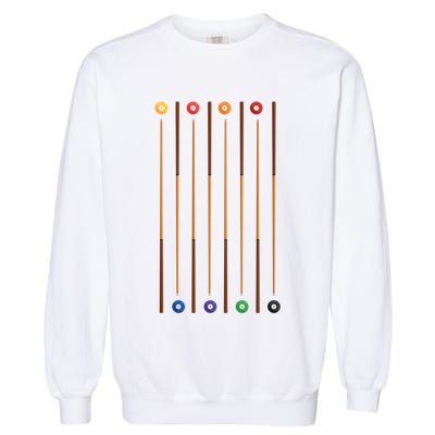 Biliard Cue Stick And 8 Pool Balls Awesome Game Cute Gift Garment-Dyed Sweatshirt