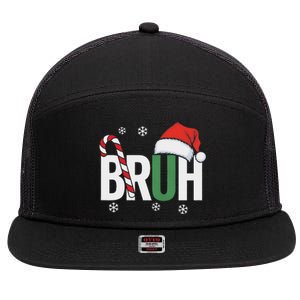 Bruh Christmas Santa Happy Christmas Family Xmas Christmas 7 Panel Mesh Trucker Snapback Hat