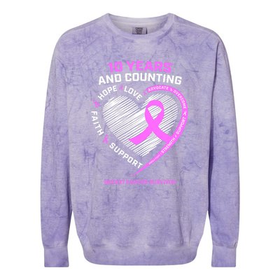 Breast Cancer Survivor 10 Year For Women Cancer Colorblast Crewneck Sweatshirt