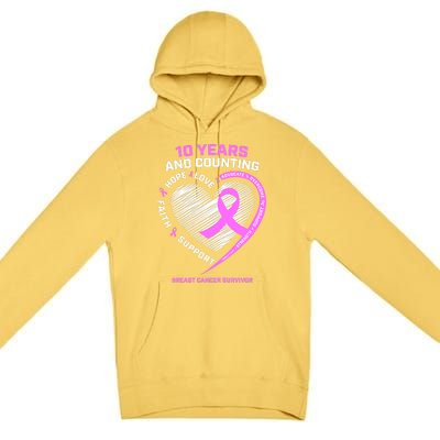 Breast Cancer Survivor 10 Year For Women Cancer Premium Pullover Hoodie