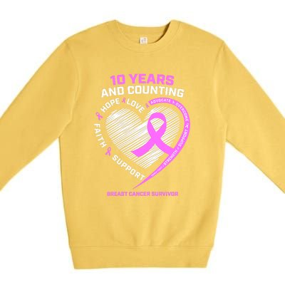 Breast Cancer Survivor 10 Year For Women Cancer Premium Crewneck Sweatshirt