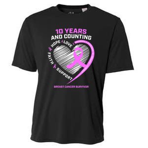 Breast Cancer Survivor 10 Year For Women Cancer Cooling Performance Crew T-Shirt