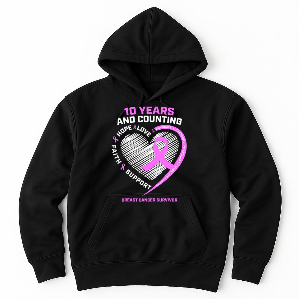 Breast Cancer Survivor 10 Year For Women Cancer Hoodie