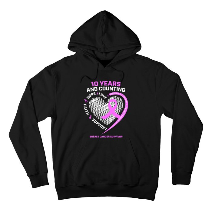 Breast Cancer Survivor 10 Year For Women Cancer Hoodie