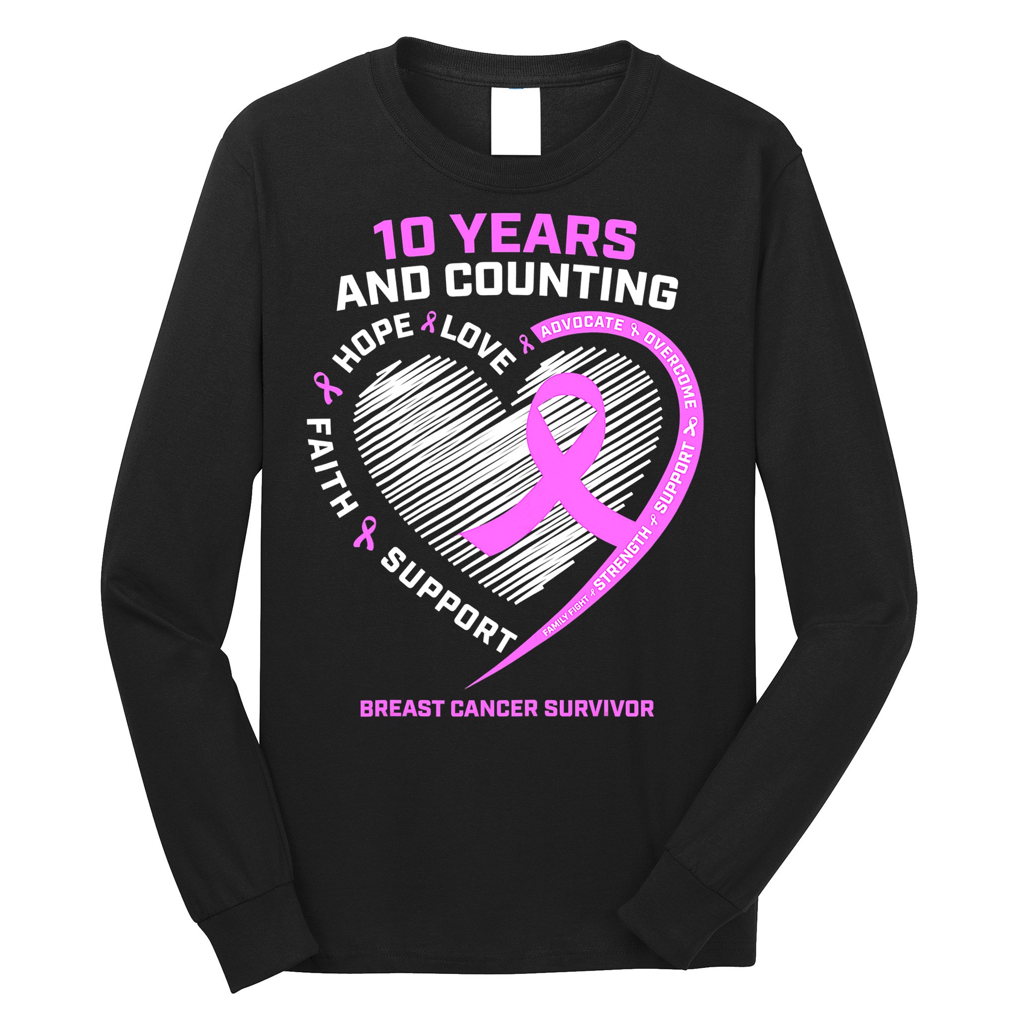 Breast Cancer Survivor 10 Year For Women Cancer Long Sleeve Shirt