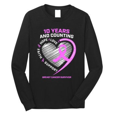 Breast Cancer Survivor 10 Year For Women Cancer Long Sleeve Shirt