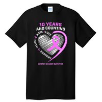 Breast Cancer Survivor 10 Year For Women Cancer Tall T-Shirt