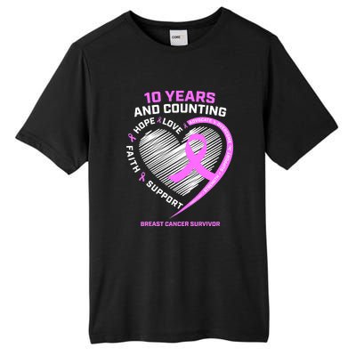 Breast Cancer Survivor 10 Year For Women Cancer Tall Fusion ChromaSoft Performance T-Shirt