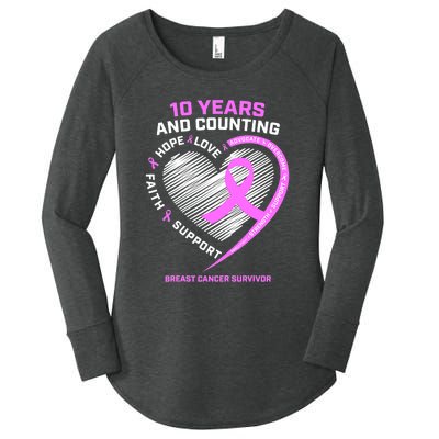 Breast Cancer Survivor 10 Year For Women Cancer Women's Perfect Tri Tunic Long Sleeve Shirt