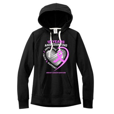 Breast Cancer Survivor 10 Year For Women Cancer Women's Fleece Hoodie