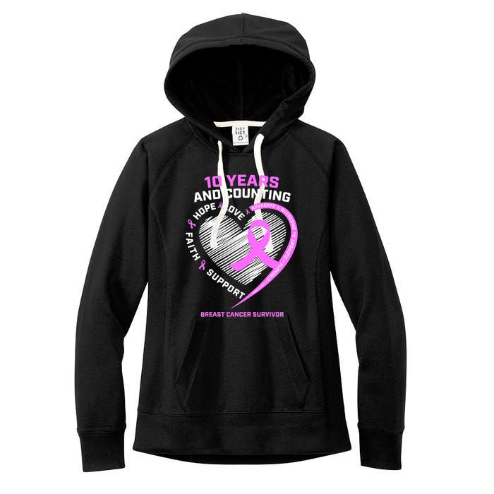 Breast Cancer Survivor 10 Year For Women Cancer Women's Fleece Hoodie