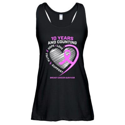 Breast Cancer Survivor 10 Year For Women Cancer Ladies Essential Flowy Tank