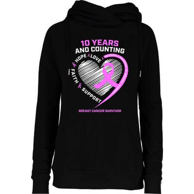 Breast Cancer Survivor 10 Year For Women Cancer Womens Funnel Neck Pullover Hood