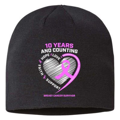 Breast Cancer Survivor 10 Year For Women Cancer Sustainable Beanie