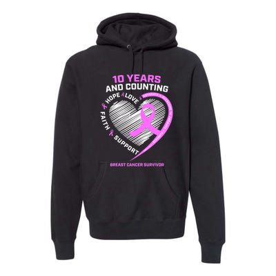 Breast Cancer Survivor 10 Year For Women Cancer Premium Hoodie