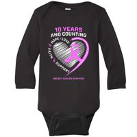 Breast Cancer Survivor 10 Year For Women Cancer Baby Long Sleeve Bodysuit