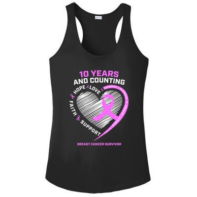 Breast Cancer Survivor 10 Year For Women Cancer Ladies PosiCharge Competitor Racerback Tank