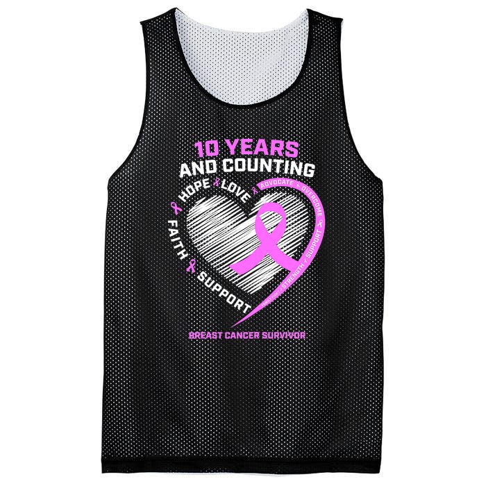 Breast Cancer Survivor 10 Year For Women Cancer Mesh Reversible Basketball Jersey Tank