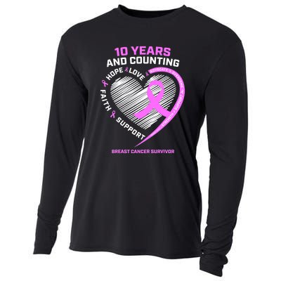 Breast Cancer Survivor 10 Year For Women Cancer Cooling Performance Long Sleeve Crew