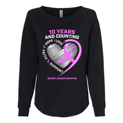 Breast Cancer Survivor 10 Year For Women Cancer Womens California Wash Sweatshirt