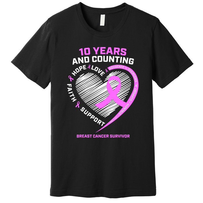 Breast Cancer Survivor 10 Year For Women Cancer Premium T-Shirt