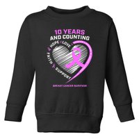 Breast Cancer Survivor 10 Year For Women Cancer Toddler Sweatshirt