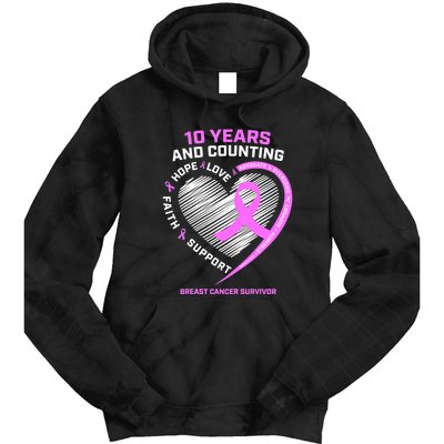 Breast Cancer Survivor 10 Year For Women Cancer Tie Dye Hoodie