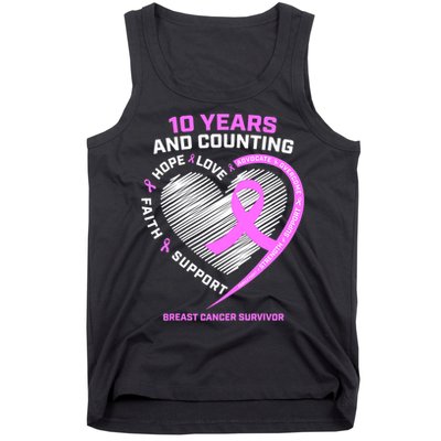 Breast Cancer Survivor 10 Year For Women Cancer Tank Top