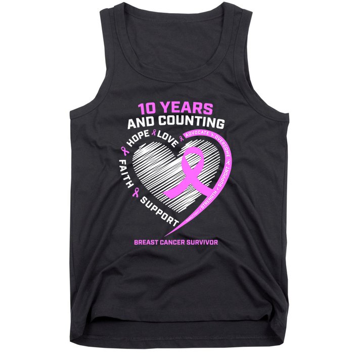 Breast Cancer Survivor 10 Year For Women Cancer Tank Top