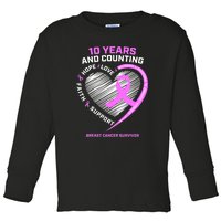 Breast Cancer Survivor 10 Year For Women Cancer Toddler Long Sleeve Shirt