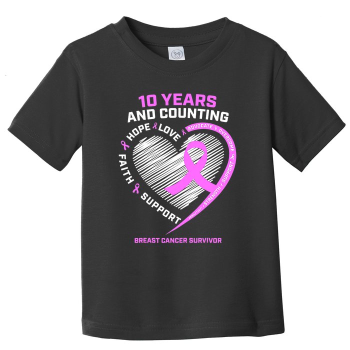 Breast Cancer Survivor 10 Year For Women Cancer Toddler T-Shirt