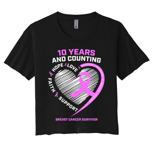 Breast Cancer Survivor 10 Year For Women Cancer Crop Top