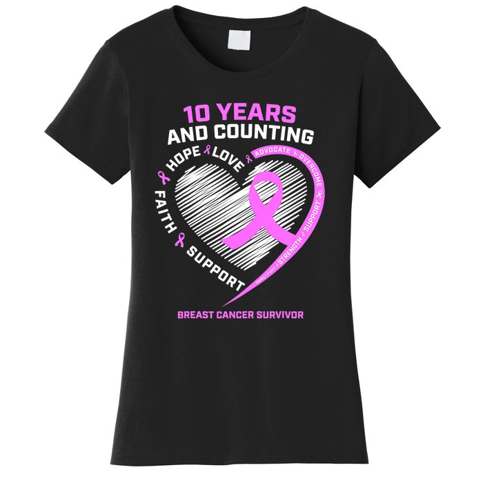 Breast Cancer Survivor 10 Year For Women Cancer Women's T-Shirt