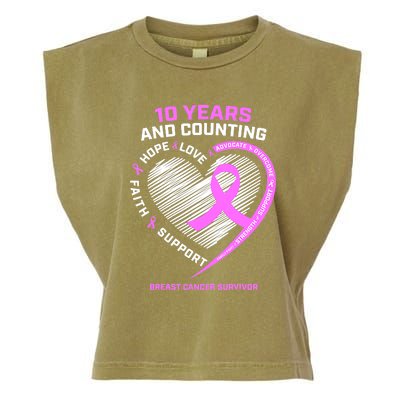 Breast Cancer Survivor 10 Year For Women Cancer Garment-Dyed Women's Muscle Tee