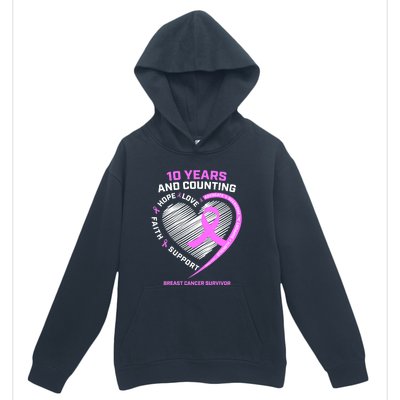 Breast Cancer Survivor 10 Year For Women Cancer Urban Pullover Hoodie