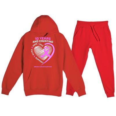 Breast Cancer Survivor 10 Year For Women Cancer Premium Hooded Sweatsuit Set