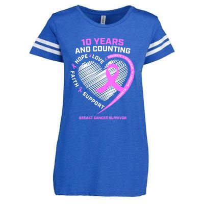 Breast Cancer Survivor 10 Year For Women Cancer Enza Ladies Jersey Football T-Shirt