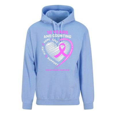 Breast Cancer Survivor 10 Year For Women Cancer Unisex Surf Hoodie