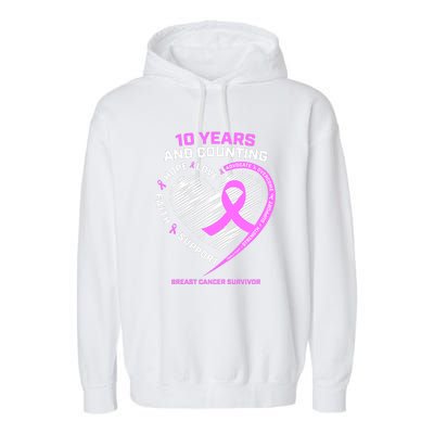 Breast Cancer Survivor 10 Year For Women Cancer Garment-Dyed Fleece Hoodie