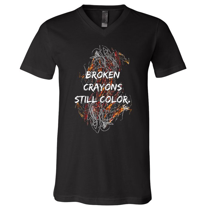 Broken Crayons Still V-Neck T-Shirt